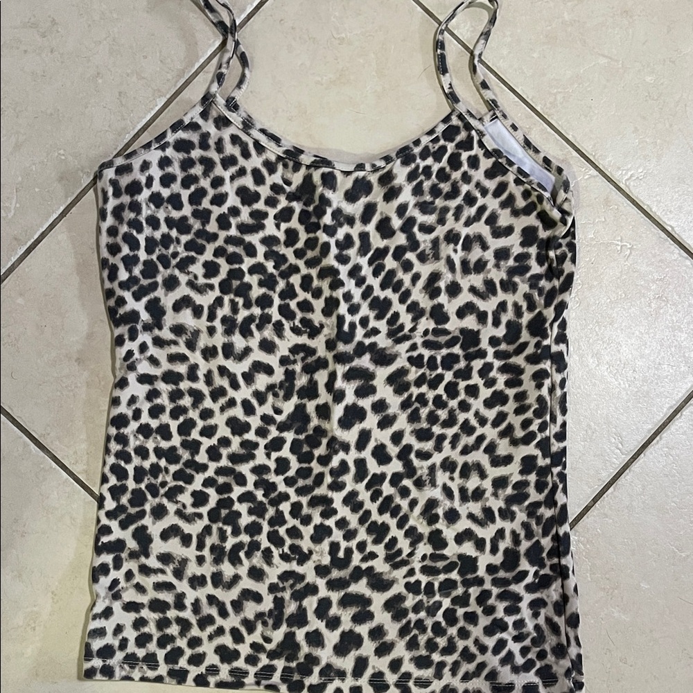 Zara Black and White Animal Print Cami Top
